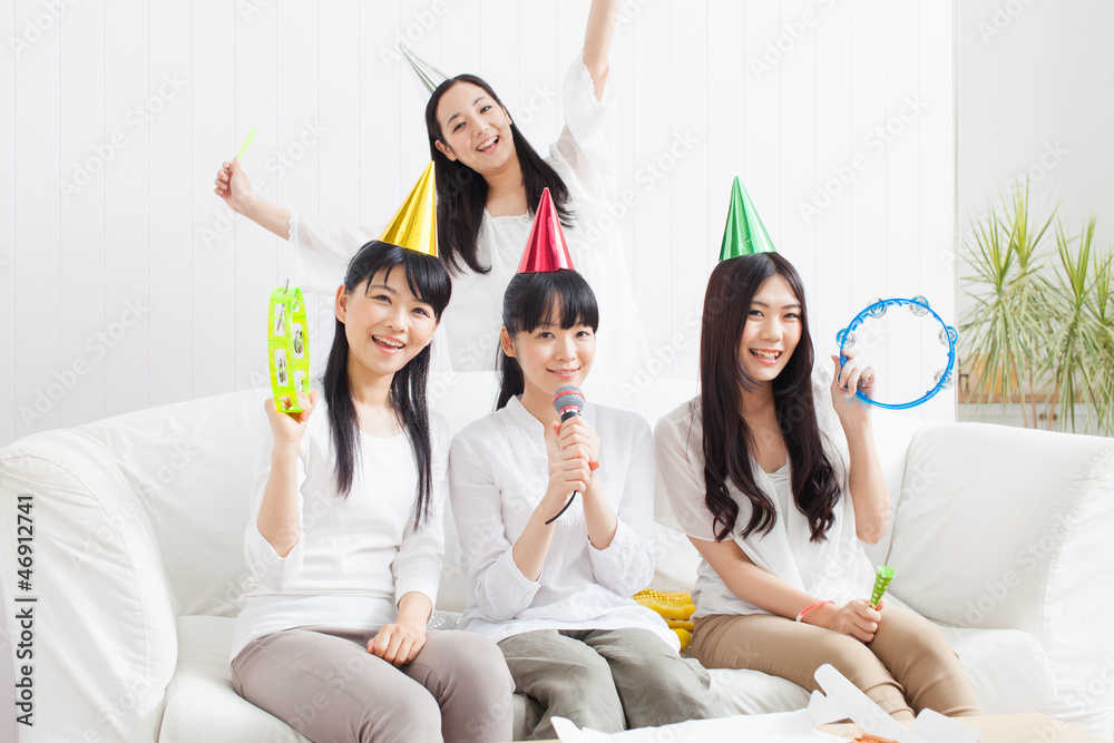 Beautiful asian women making a little party Beautiful asian women making a little party