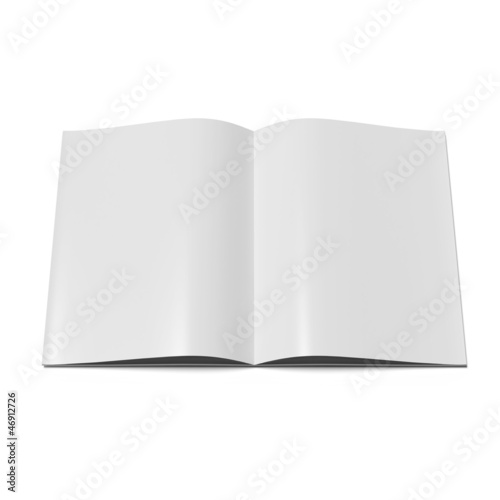 Open magazine with blank pages.