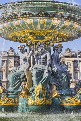 Famous fountain on Place de la Concorde in Paris, France