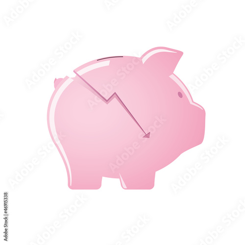 Cracked piggy bank