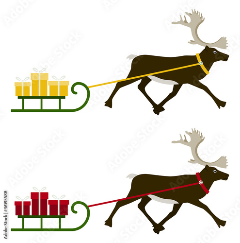reindeer pulling sledge