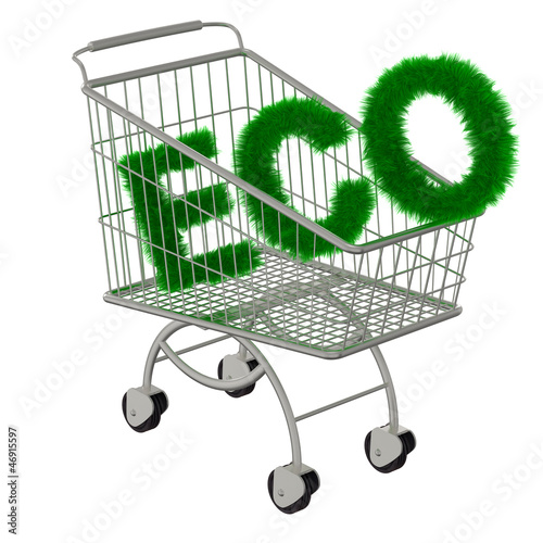 Inscription ECO in the supermarket cart