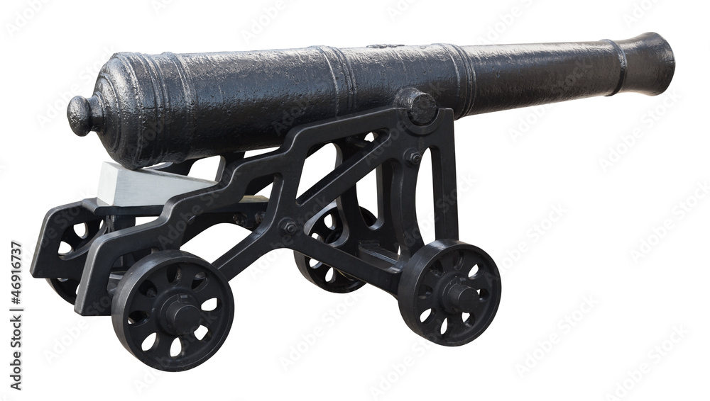 Isolated on white vintage cannon