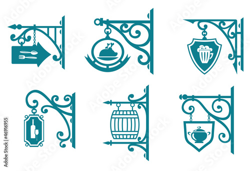 Vintage signs of pubs, taverns and restaurants