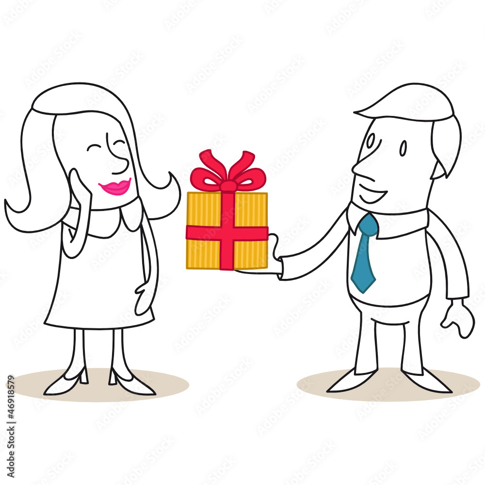 Figur, Geschenk, überreichen, Mann, Frau Adobe Stock