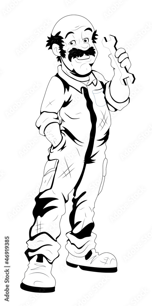 Retro Car Mechanic Vector Character Retro Car Mechanic Vector Character