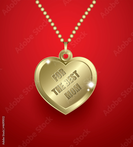 Golden necklace with heart shaped pendant