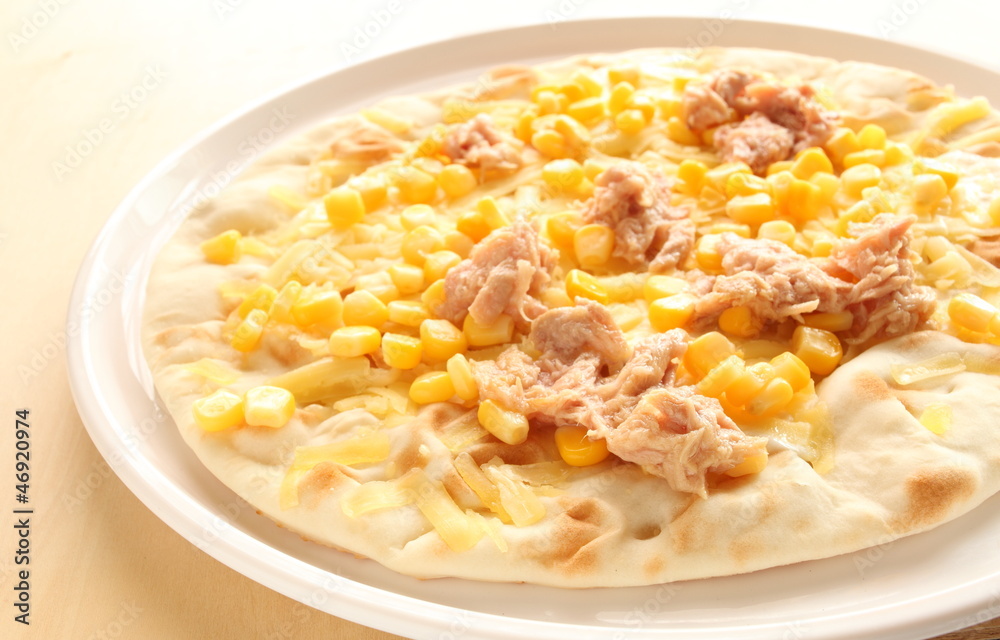 italian cuisine, home bakery tuna fish and corn pizza italian cuisine, home bakery tuna fish and corn pizza