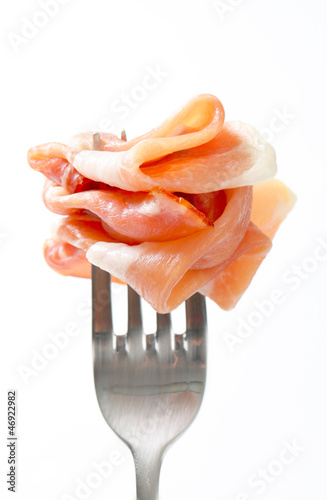 Prosciutto on a fork