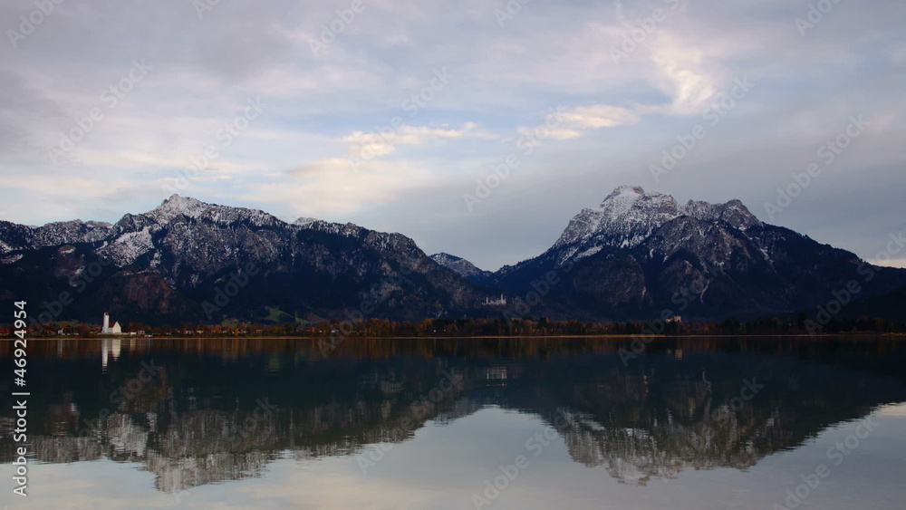 Forggensee lake in Bavaian Alps, time-lapse Forggensee lake in Bavaian Alps, time-lapse