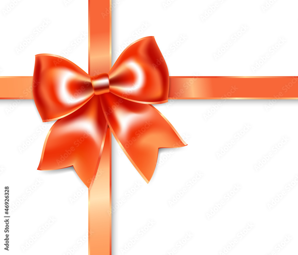 Red bow on white background