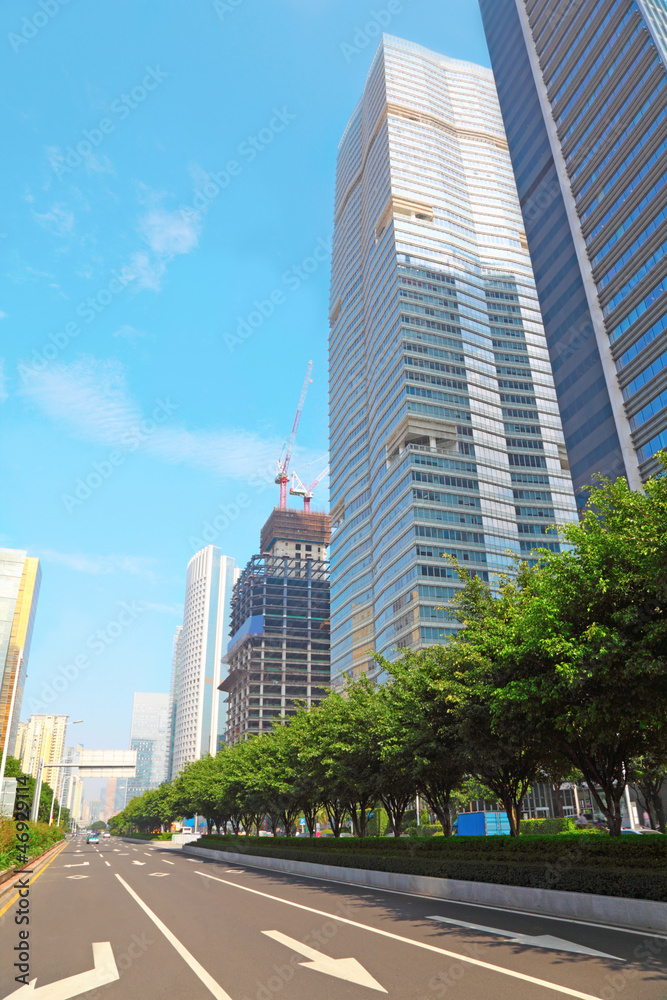 Green leaves are over highway in Guangzhou, China. Green leaves are over highway in Guangzhou, China.