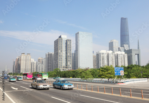 Road near International Finance Center in day in Guangzhou