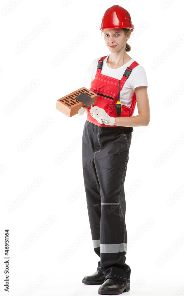 Construction worker in uniform with tools Construction worker in uniform with tools