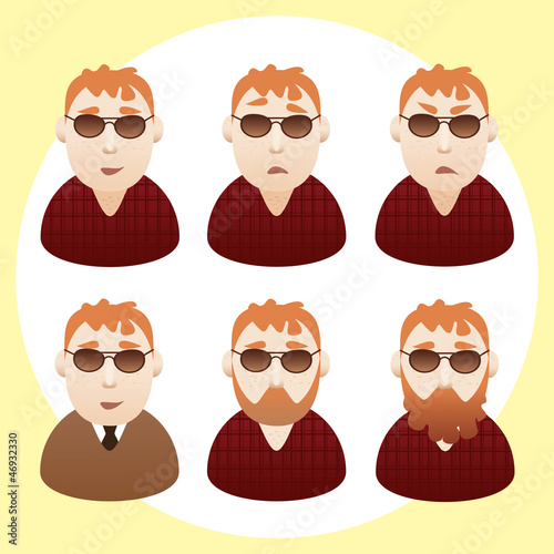 Avatar, men portraits. Vector isolated characters