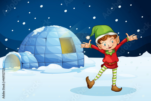an elf and an igloo
