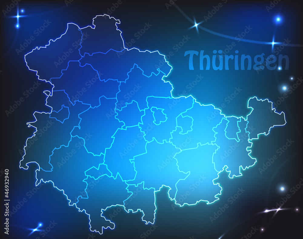 Karte von Thüringen mit Leuchtpunkten