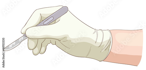 Fotografie, Obraz The hand holds a scalpel
