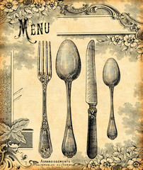 Wandcirkels Vintage Poster Oud menu kaart stijl negentienhonderd sepia  © lynea