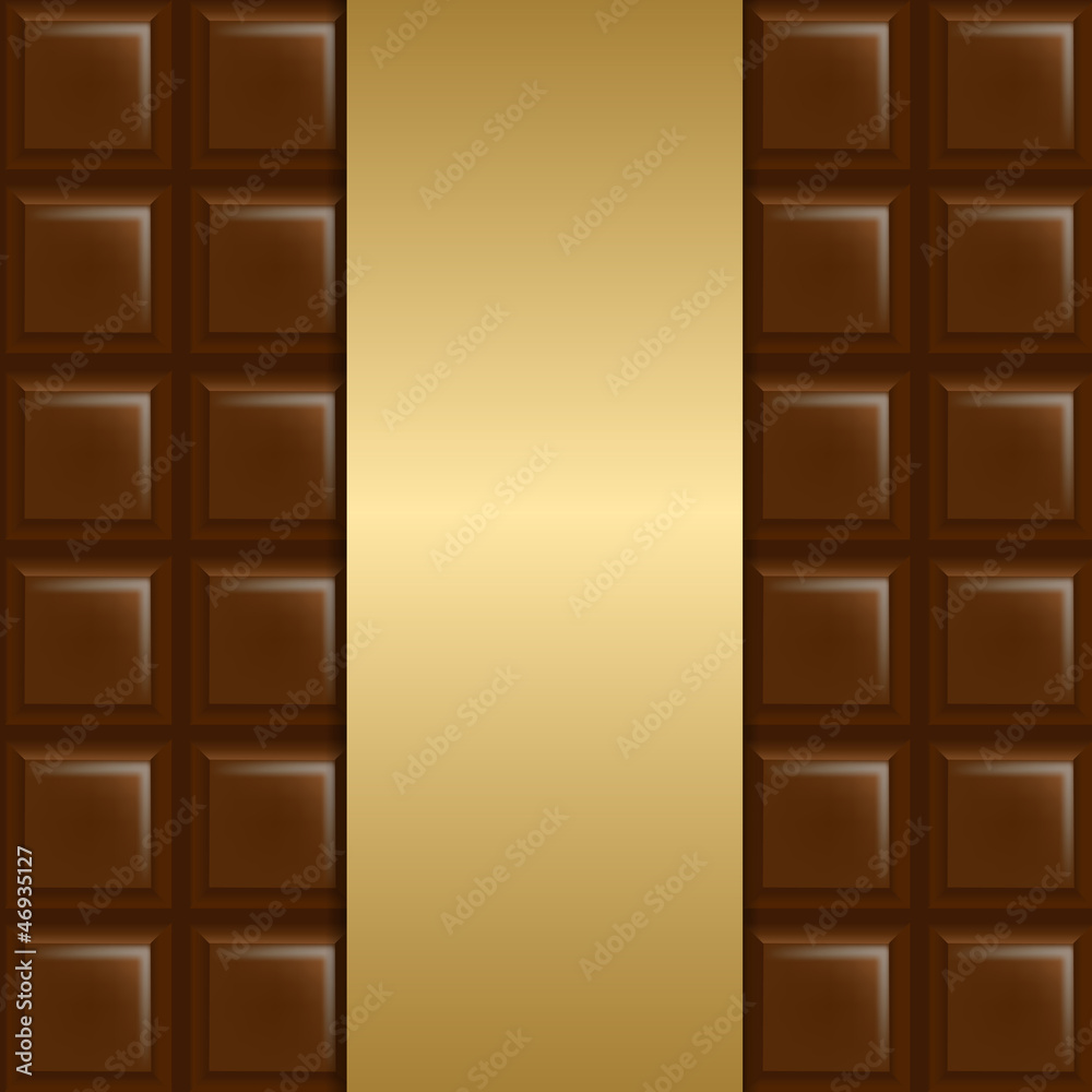 Fototapeta premium Chocolate Background With Gold Paper