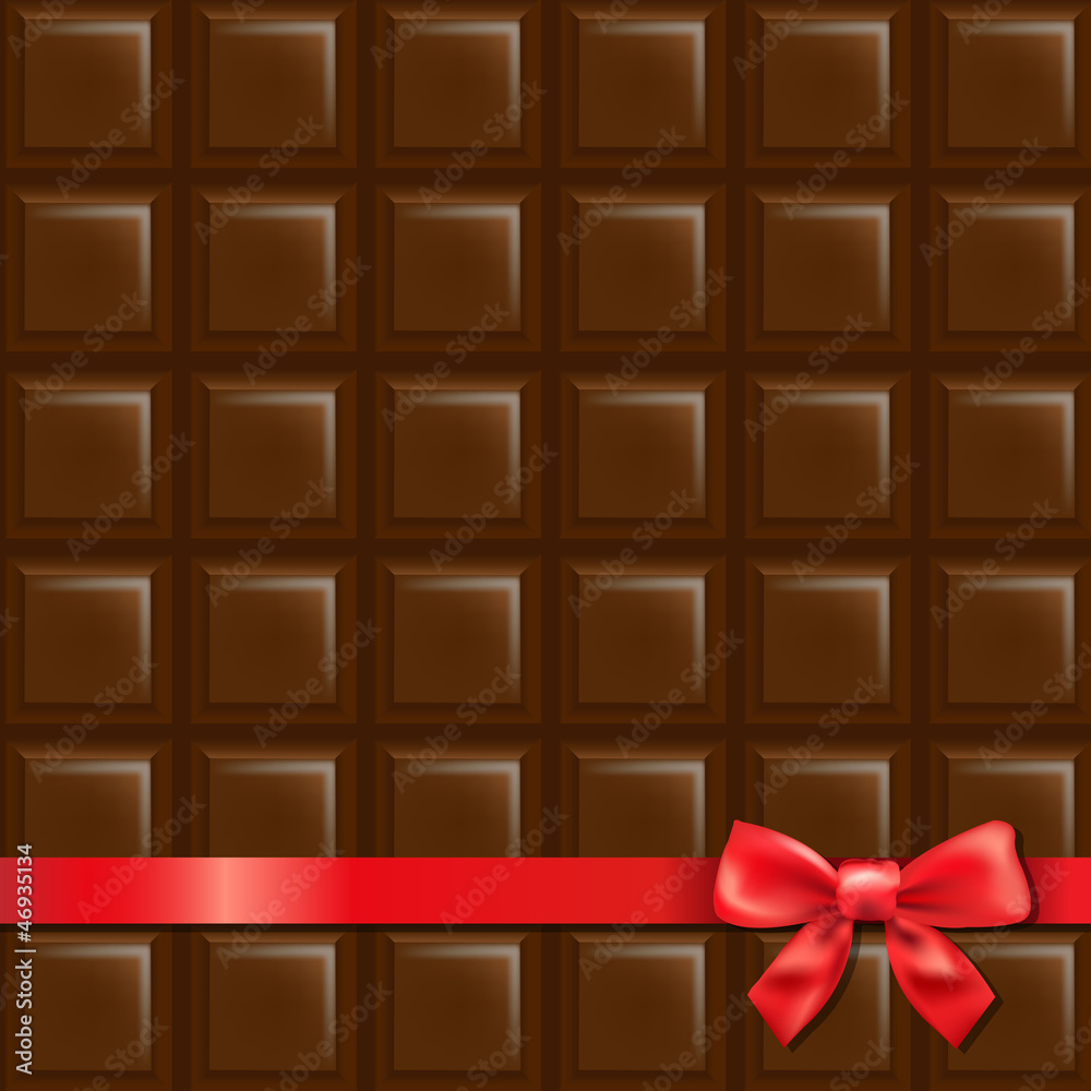 Fototapeta premium Chocolate Background With Red Bow