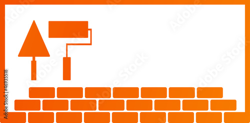 construction background with repair tools - trowel and roller