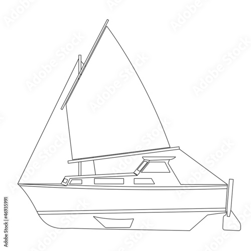 Sailing boat floating. Vector illustration.