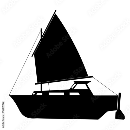 Sailing boat floating. Vector illustration.