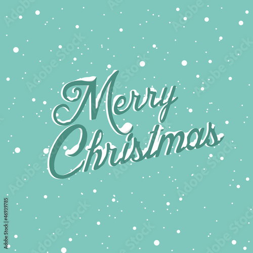 Merry Christmas letters covered with snow vintage postcard