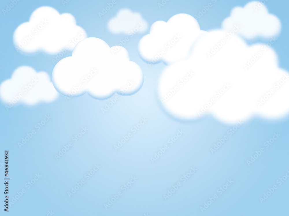 Cartoon sky and clouds background with copy space