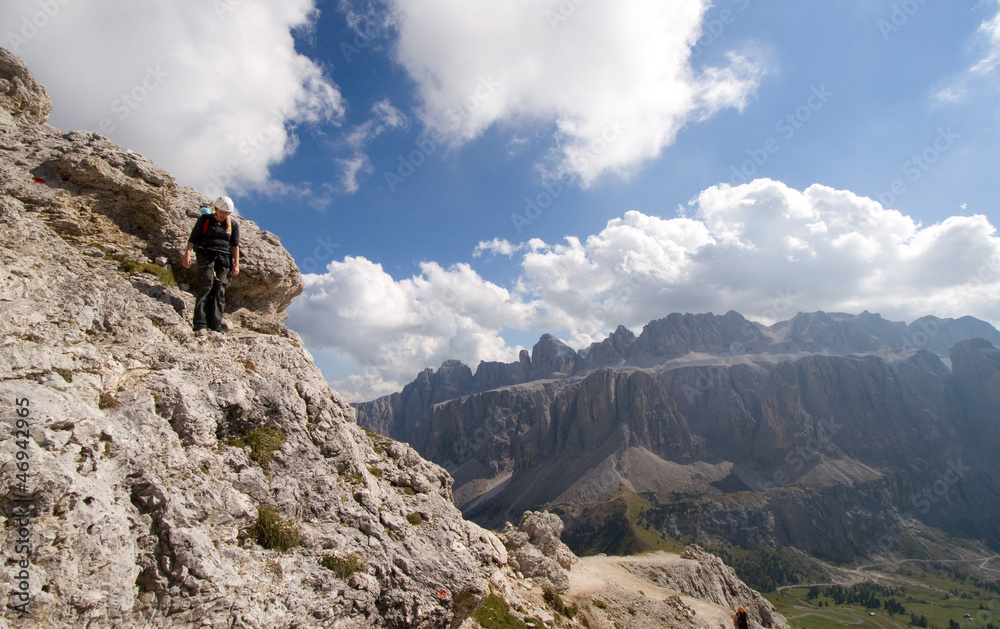 Bergsteiger in den Dolomiten - Alpen