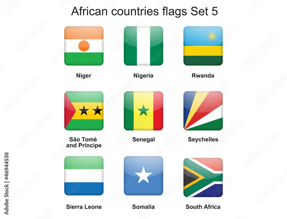 buttons with African countries flags set 5