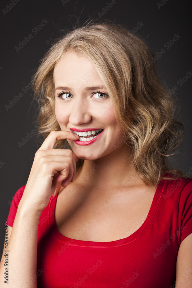 Sexy Blonde with red lipstick. studio Sexy Blonde with red lipstick. studio