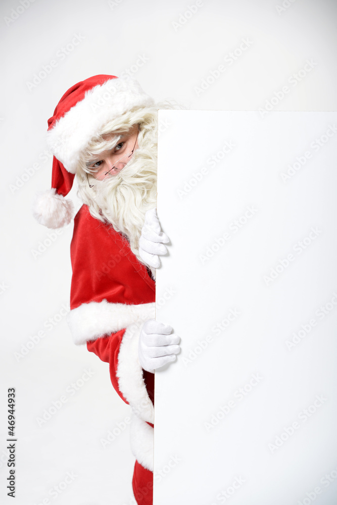 Weihnachtsmann mit Werbetafel Weihnachtsmann mit Werbetafel