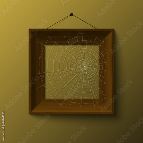 realistic retro frame with spiderweb