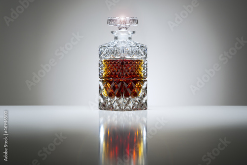 Crystal decanter with whiskey or brandy