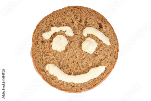 Round of Rye Bread with pictured smile