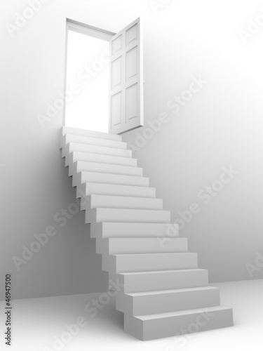 Stairs leading to open doorway