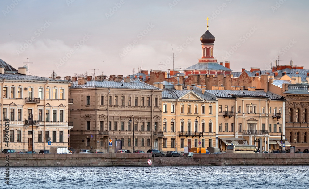 City ​​skyline on Neva river in St.Petersburg, Russia