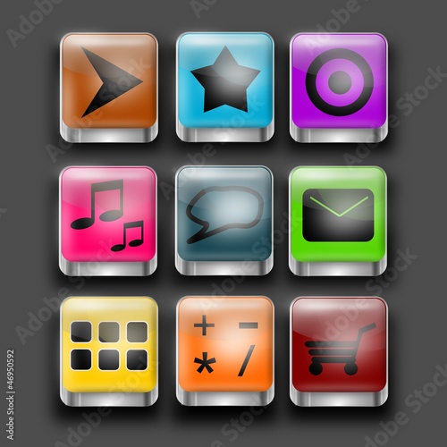 Apps - Buntes Set mit 3-D Chrom Effekt