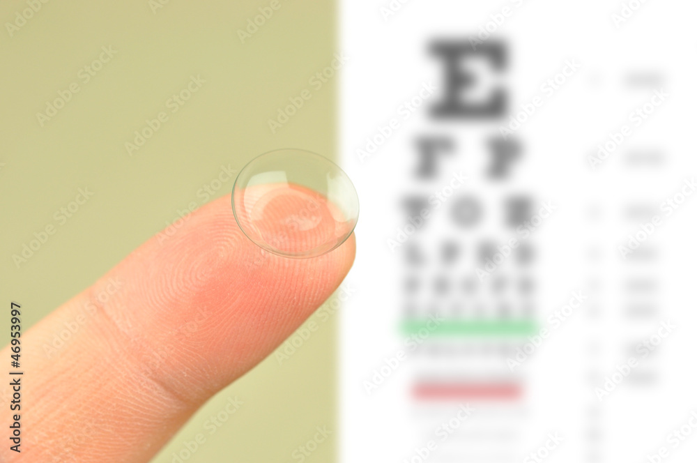 Contact lens and eye test chart
