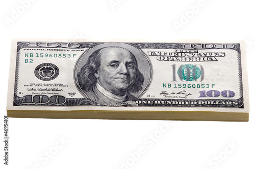 one hundred dollar bills isolated
