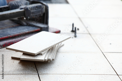 ceramic tiles and trowel for repairs