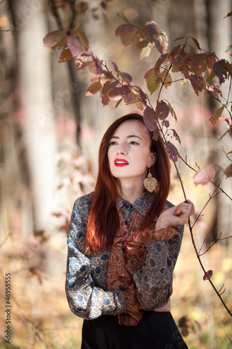 Red autumn girl