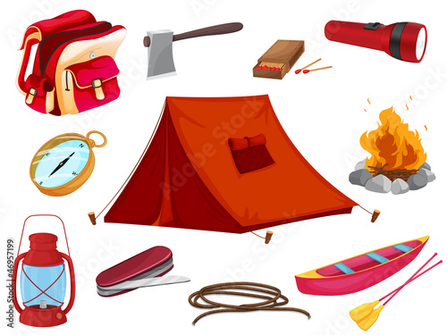 various objects of camping