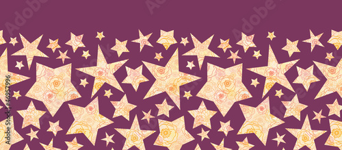 Vector Floral Textured Christmas Stars Horizontal Seamless