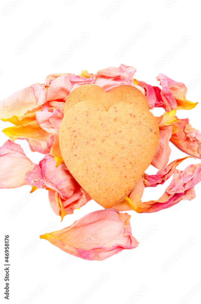 cookies isolated on white background. Heart shaped cookies