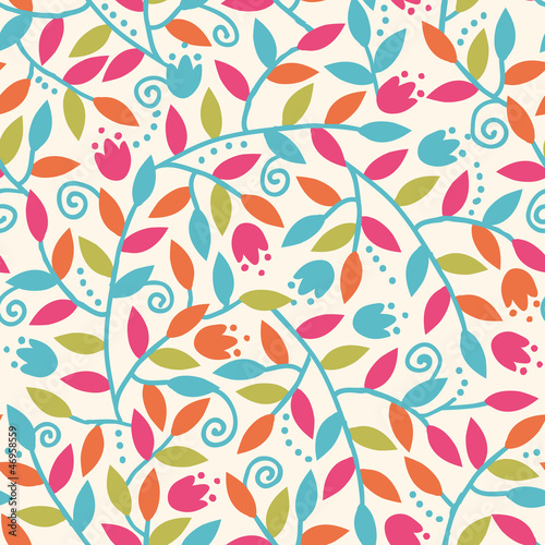 Vector Colorful Branches Seamless Pattern Background With
