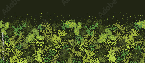 Vector Evergreen christmas tree horizontal seamless pattern