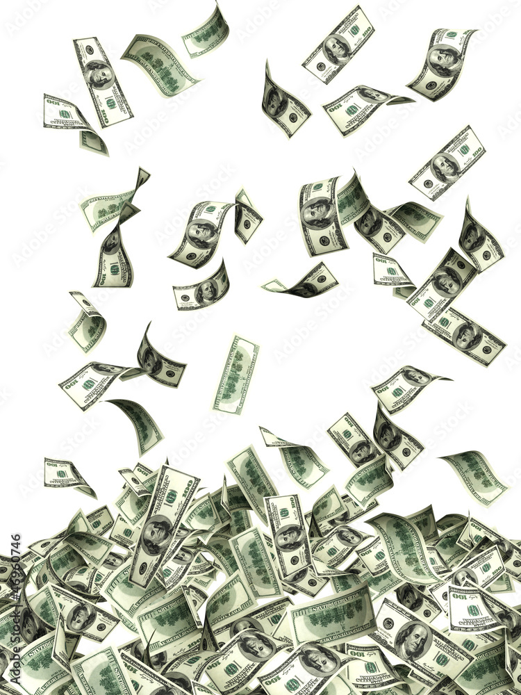 Fototapeta premium Flying banknotes of dollars